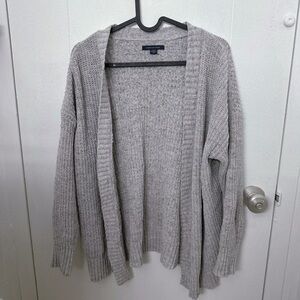 Gray Open-Front Cardigan Sweater